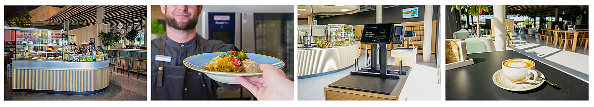 collage of images from the new workplace dining cafe